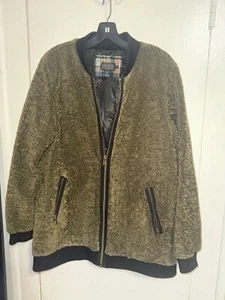 Pendleton Jacket Mens Large Fuzzy Green Fleece Bomber Zip Up - Picture 1 of 8