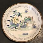 Floral & Ducks Bowl Enamel Chinese Asian Porcelain Famille Verte Brass Holder 6"