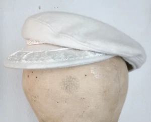 Vtg Greek Fisherman Hat White Wool Size M 7 1/8 Made in Greece Yachting Fishing - Picture 1 of 8