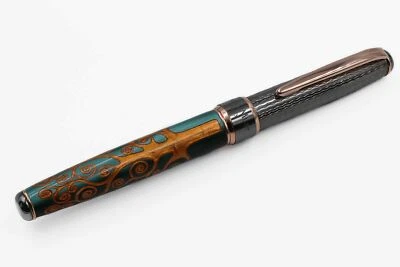 Pluma Klimt Three Of Life 925 de plata maciza tapa pluma Boad Point tinta azul Foto 1 de 4