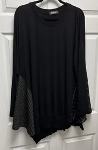 Alembika Top Black Patchwork Swing Shirt Size M Sweater Patches - Picture 1 of 8