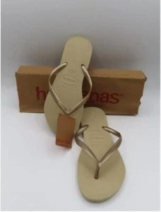 Havaianas Women's Flip Flops Sandal - Grey/Light Gold US 6W/ EU 35-36 - Picture 1 of 3