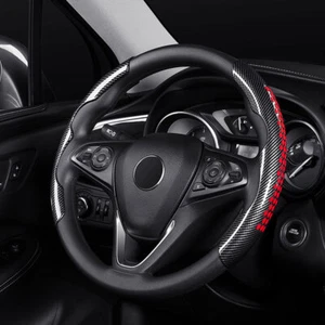 Car Steering Wheel Booster Cover Red Carbon Fiber Non Slip Protector Accessories - Picture 1 of 8