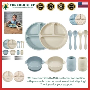 Silicone Baby Feeding Set 2 Divided Suction Plates 2 Cups 2 Spoons Safe Use - Picture 1 of 11