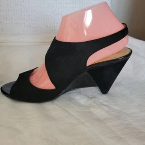 International Concepts INC Size 8 Shoes Black Leather Suede Heels dressy strap - Picture 1 of 12