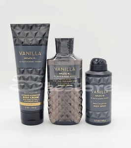 Bath & Body Works Vanilla Noir Men's Body Cream Body wash & Spray Set of 3 - Picture 1 of 1