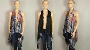 Designer Velvet Silk Open Front Reversible Asymmetrical Long Jacket Duster OS - Picture 1 of 9