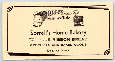 Dysart Iowa~Secador para panadería en casa Sorrell's~pan cinta azul~comestibles años 50 Foto 1 de 2