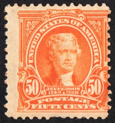 US Sc# 310 *MINT OG H* { 50c ORANGE JEFFERSON } "SCARCE FROM 1903 CV$ 425.00 - Image 1 of 4