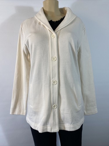 OFF WHITE Cappotto giacca D&Co. donna con bottoni bianco sporco manica lunga taglia small nuovo