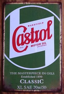 CASTROL MOTOR OIL Retro Man Cave Bar Pub Plaque Party Vintage UK Gift Metal Sign