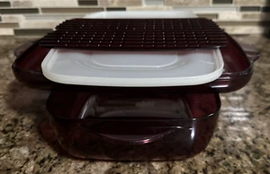 Tupperware Mikrowelle - Tupperwave Kochgeschirr 6 Tassen rechteckig - 4-teilig Cranberry - Bild 1 von 19