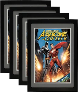 Marco de cómic con doble alfombrilla gris, protección UV, paquete de 4, negro - Imagen 1 de 6