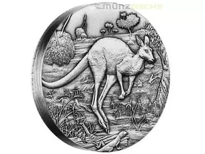 $2 dólares canguro alto relieve Australia 2 oz plata fina 2016 acabado antiguo - Imagen 1 de 3