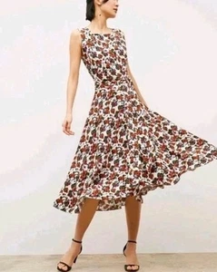 M. M. LaFleur The DiemMy Dress Garden Print Silk Midi Size 10 - Picture 1 of 9