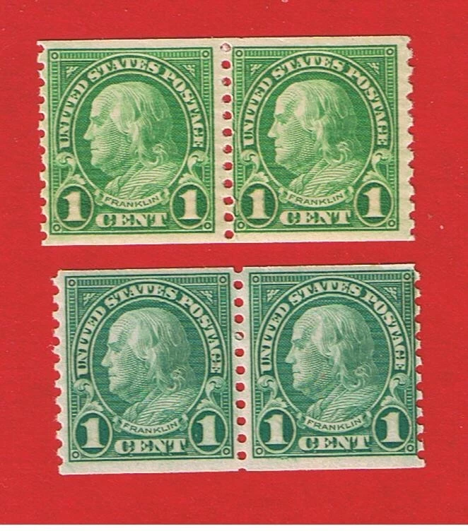 #597   MNH  OG    Franklin Coil  Pairs  Free S/H - Image 1 of 1