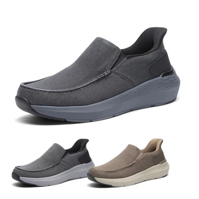 Mocassim masculino mãos livres tênis casual lona pull-on sapatos de caminhada - Imagem 1 de 4