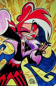 Hazbin Hotel 2019 Juan Diaz SIGNED Hand-Painted Character Convention Art - Picture 1 of 2