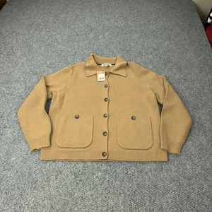 Boden Pullover Damen 14 hellbraun Baumwolle Wolle Knopfleiste Kragen Cardigan neu mit Etikett - Bild 1 von 8