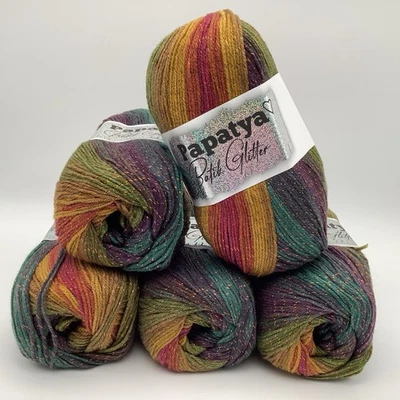 Papatya Batik Glitter Knitting Crochet Yarn 5X100g Balls-09 - Image 1 of 4