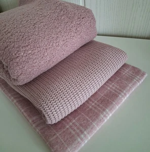 Öko-Tex Jacquard-Jersey kariert , Double-Teddy Strickstoff  rosa 50 x 140/150 - Bild 1 von 2