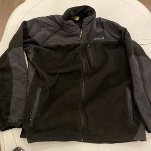 CAT Caterpillar Fleece Men’s XXL Jacket Workwear Black Yellow warm winter wear - Picture 1 of 19