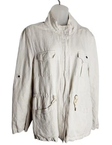 Max Jeans Linen Blend Utility Jacket Large - Picture 1 of 9