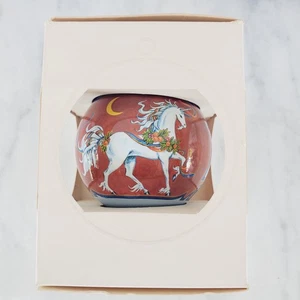 NEW Rare VTG The Last Unicorn Christmas Ornament Satin Bulb Pyramid 1980s Movie - Picture 1 of 3