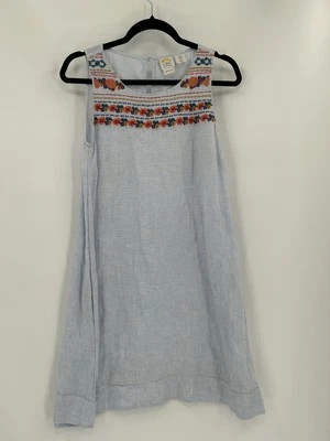 C&C California Dress Womens XS Linen Sleeveless Floral Embroidered Boho Summer - Image 1 of 4