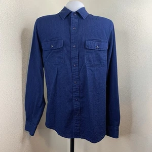 Schott Bros Shirt Mens Sz M Blue Button Down Two Pocket Workwear Top L/S Cotton - Picture 1 of 4