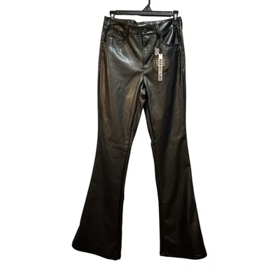 娃娃屋纯素皮革高腰喇叭杰基风格女式裤子尺寸7/8 — 第 1/4 张图片