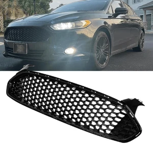 for 2013-16 Ford Fusion Gloss Black Front Bumper Honeycomb Mesh Grille Grill 3J* - Picture 1 of 14