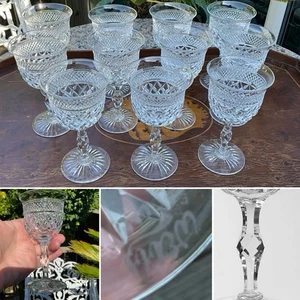 One ANTIQUE WEBB RUSSELL CLARET WINE DIAMOND FACET CUT GLASS SIGNED 5 3/8” VGC - Picture 1 of 12