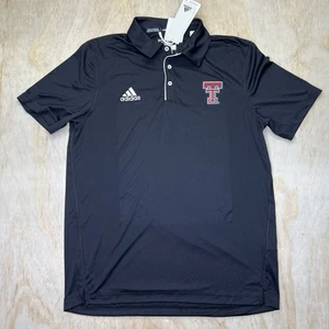 NEW MD Texas Tech Red Raiders Adidas Coach's Polo Short Sleeve Shirt Black - Picture 1 of 14