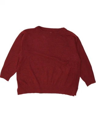 JOHN LEWIS Womens Crop Boat Neck Jumper Sweater UK 20 2XL Burgundy DS12 - Image 1 of 3