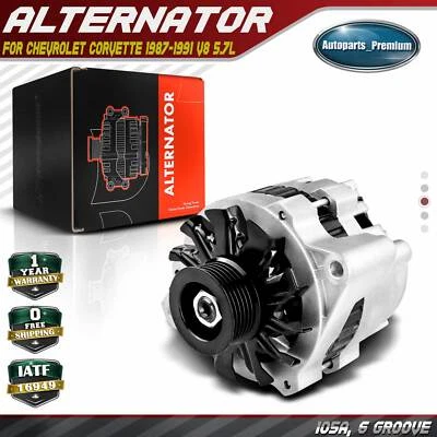 Alternador para Chevrolet Corvette 1987-1991 V8 5,7 L 105 Amp 12 V CW 6 ranuras  Foto 1 de 4