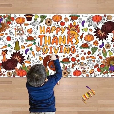 Thanksgiving Giant Coloring Poster/Tablecloth-Thanksgiving Crafts for Kids - Image 1 of 4