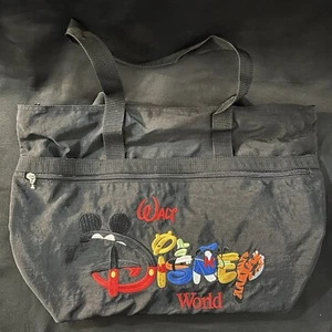 Vintage Walt Disney World Black Embroidered Character Tote Bag - Picture 1 of 8