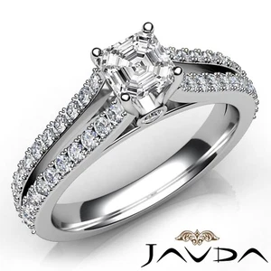 Anillo de compromiso natural 100 % diamantes Asscher GIA G-VVS1 oro blanco de 14 k 1,35 quilates - Imagen 1 de 4