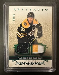 21/22 UD Artifacts Patrice Bergeron Patch Emerald #40  Ltd 50/65