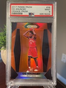 2017-18 Panini Prizm Og Anunoby Orange Prizm Rookie RC #32/49 PSA 9 Raptors MINT