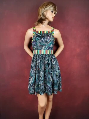 Duro Olowu for JCP Wear to Work Sleeveless Fit-N-Flare Dress 8 Colorful Cotton - Image 1 of 4