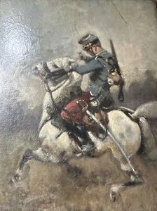 French Oil Painting , Circle Of  Alphonse  De Neuville Cavalry French Soldier. - Picture 1 of 10