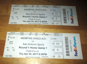 2017 Memphis Grizzlies Playoff Full Tickets - Round 1, Home Game 1 - 2 in Lot - Picture 1 of 2
