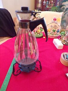 VINTAGE PYREX CORNING 10 CUP CARAFE COFFEE / TEA POT W/ STAND