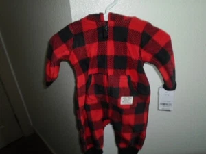 Carters Snow suit -size 3 months- Buffalo plaid--red/black-100%polyester - Picture 1 of 8