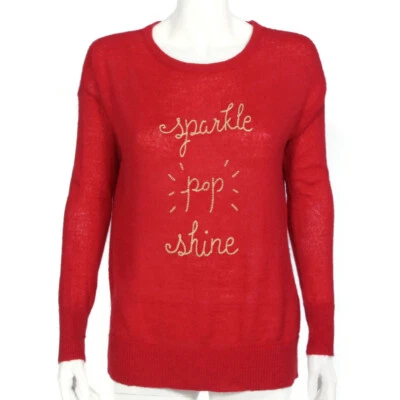 Suéter ANN TAYLOR LOFT Rojo Vacaciones Brillo Pop Brillo Mohair Mezcla Lana Talla M 877 Foto 1 de 4