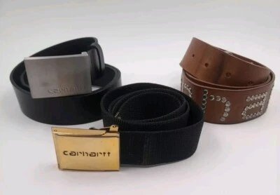 N.3 Cinture Carhartt Pelle Nero Tessuto Nero Pelle Marrone Misure 85-95 - Imagen 1 de 4