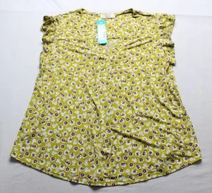 Beacon Apparel Women's Flutter Sleeve Knit Blouse JL3 Yellow Large NWT - Picture 1 of 3