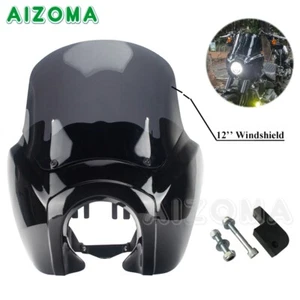 Motorcycle Front Headlight Fairing w/ 12'' Windshield For Harley 2006-2017 Dyna - Picture 1 of 10